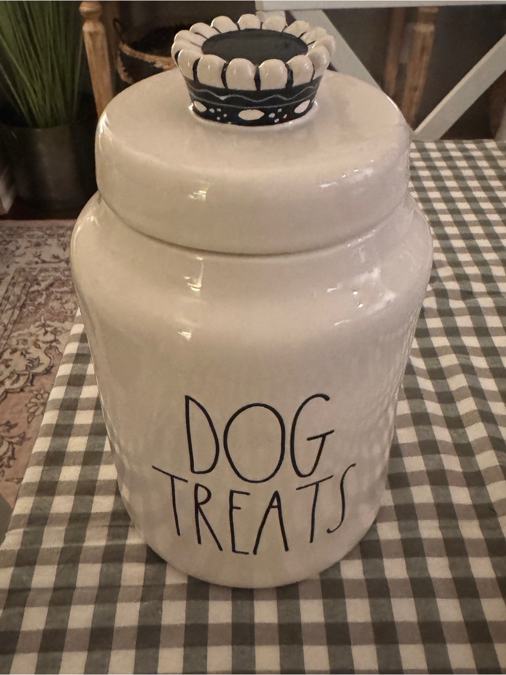 Dog Treats Ceramic Jar - White & Black Canister